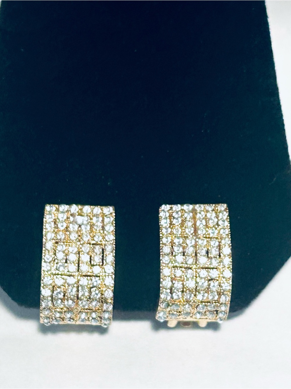 Gold Crystal Pavé Huggie Clip-on Earrings - Women's Jewelry